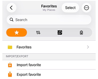 My places menu iOS